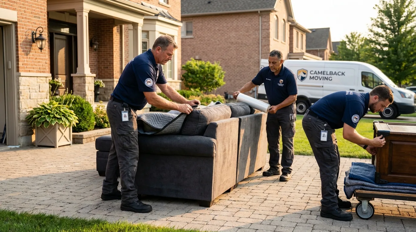 Large estate moving crew wrapping furniture in Eureka, IL
